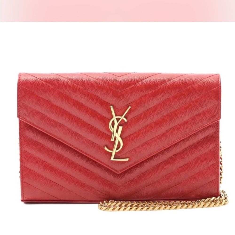 Yves Saint Laurent Red Chevron Clutch